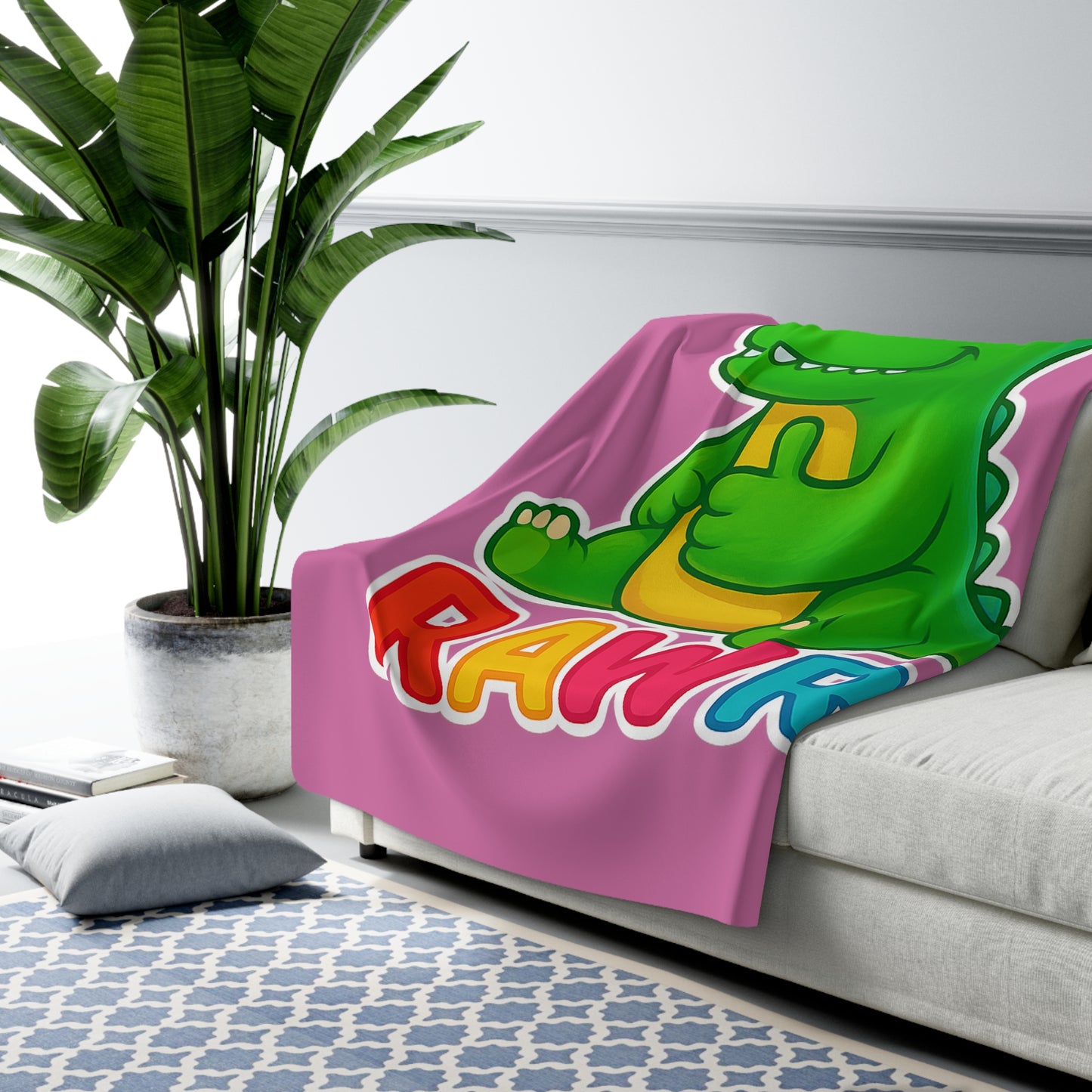 TINY DINY RAWR - BLANKET PINK