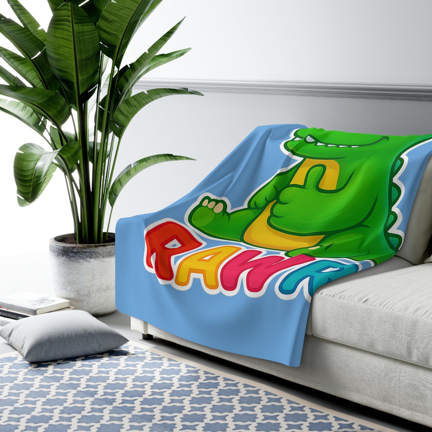 TINY DINY RAWR - BLANKET BLUE