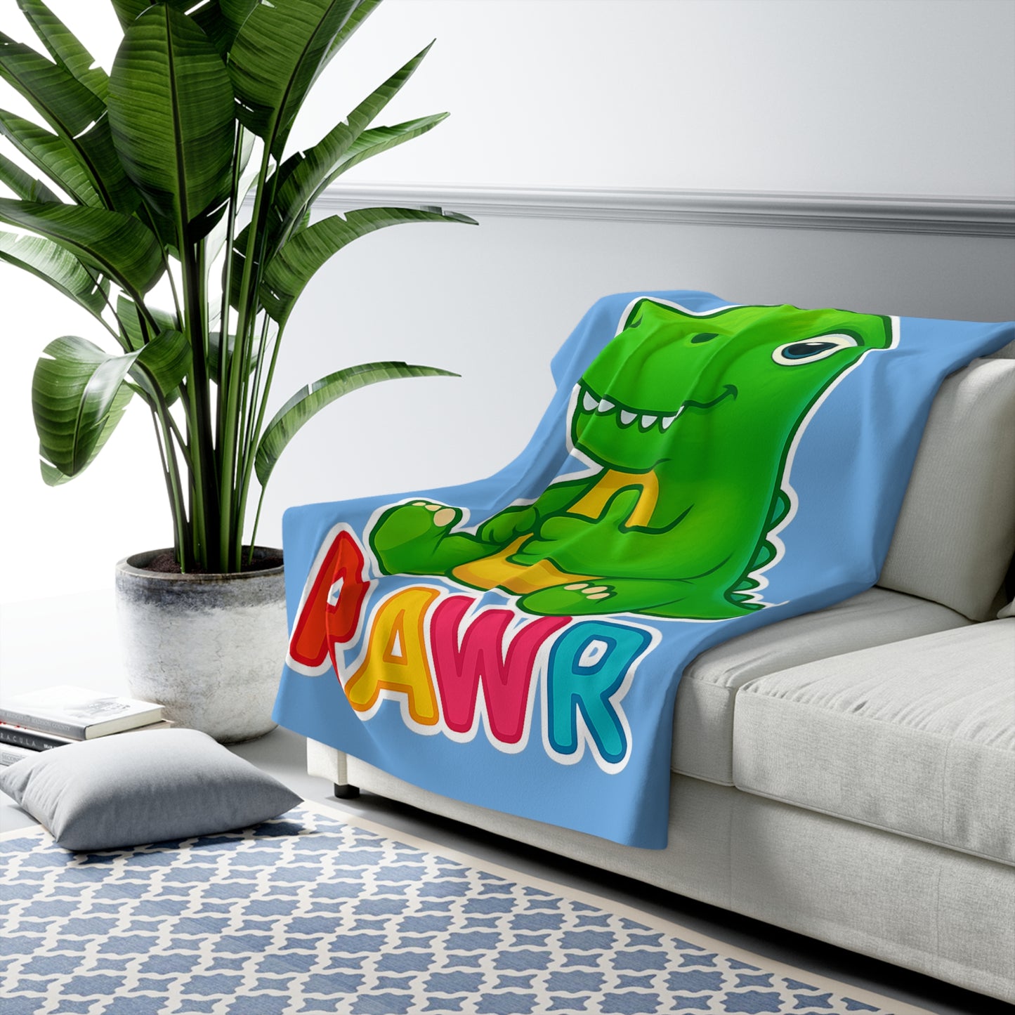 TINY DINY RAWR - BLANKET BLUE