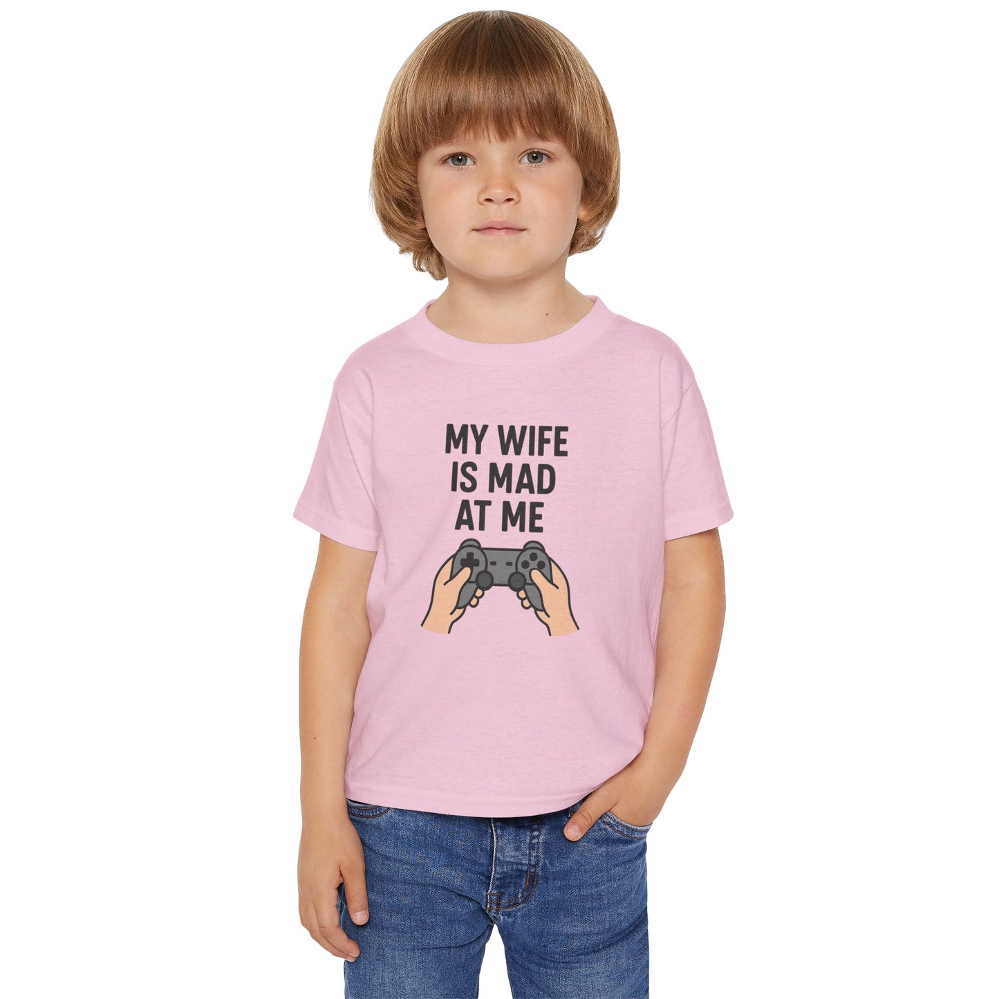 Funny Kids' T-Shirt - 'My Wife is Mad at Me' Toddler Tee, Humorous Gift, Birthday, Playdate, Gaming Shirt, Casual Wear
