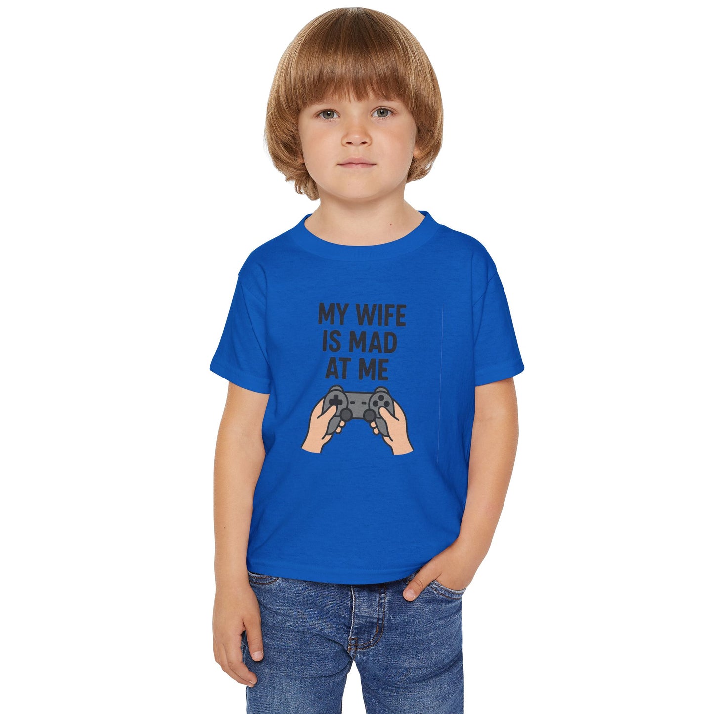 Funny Kids' T-Shirt - 'My Wife is Mad at Me' Toddler Tee, Humorous Gift, Birthday, Playdate, Gaming Shirt, Casual Wear