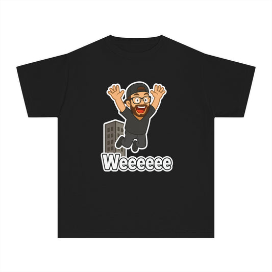 Youth Tee — Cartoon Kid Jumping 'Weeeeee' Funny Graphic Shirt