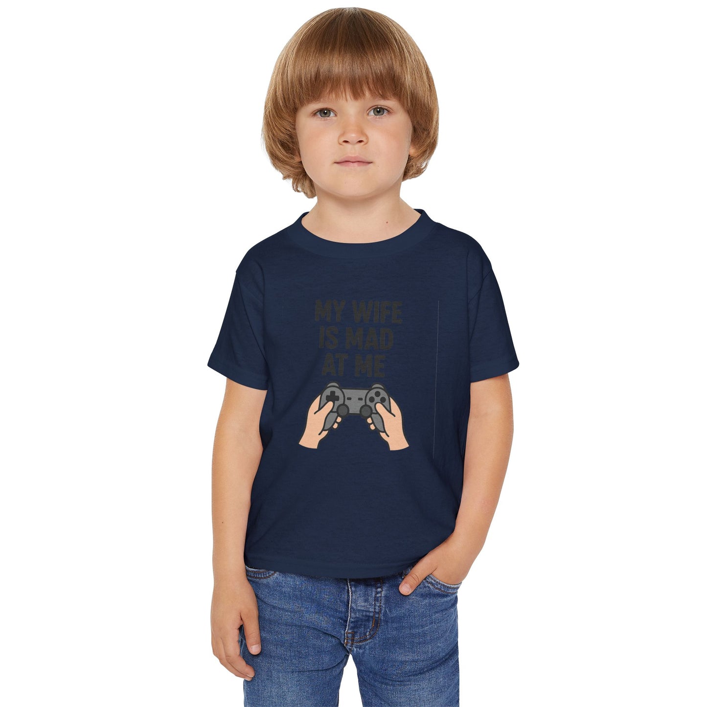 Funny Kids' T-Shirt - 'My Wife is Mad at Me' Toddler Tee, Humorous Gift, Birthday, Playdate, Gaming Shirt, Casual Wear