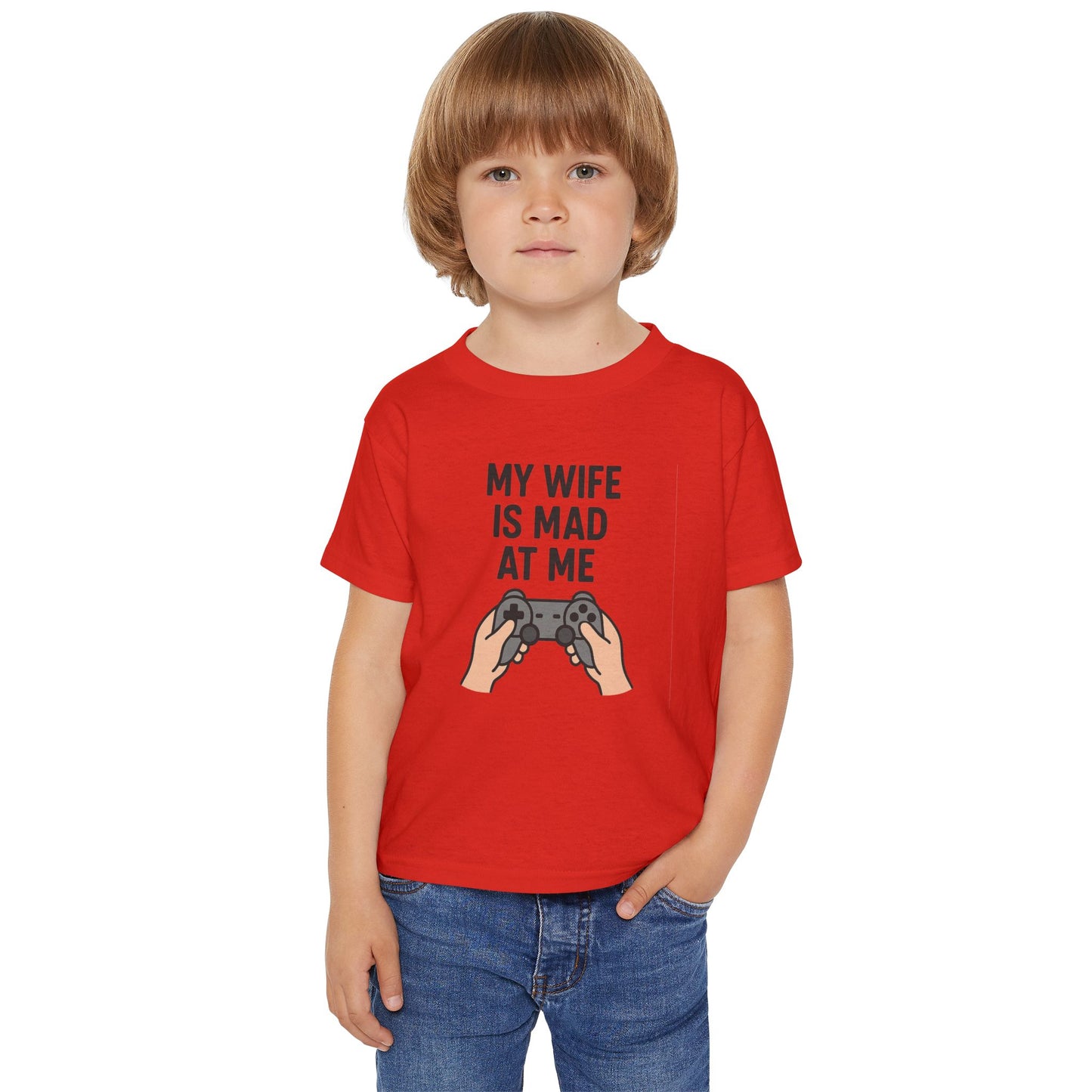Funny Kids' T-Shirt - 'My Wife is Mad at Me' Toddler Tee, Humorous Gift, Birthday, Playdate, Gaming Shirt, Casual Wear