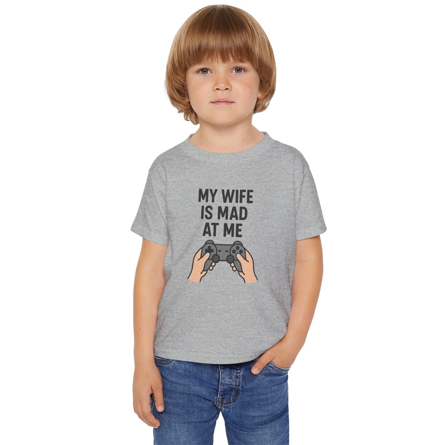 Funny Kids' T-Shirt - 'My Wife is Mad at Me' Toddler Tee, Humorous Gift, Birthday, Playdate, Gaming Shirt, Casual Wear